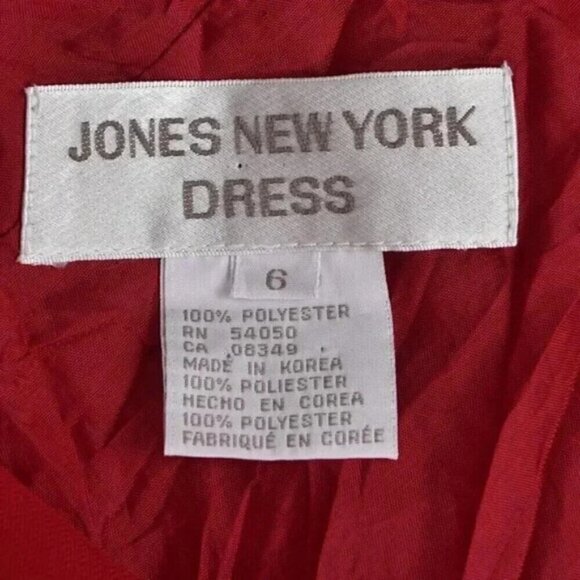 Vintage Jones New York Red  Midi Dress Cowl Neck Formal Front Slit Size 6 - Picture 6 of 9